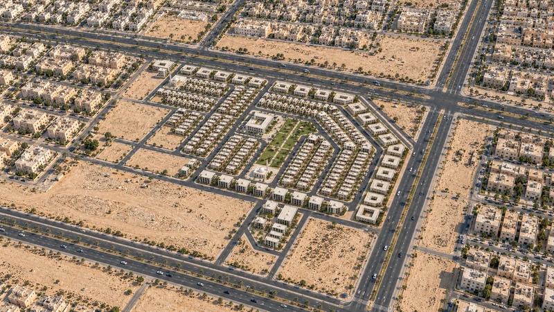 تصوّر توضيحي لتطوير مستقبلي محتمل: المخطط الكامل من الزاوية المقابلة.